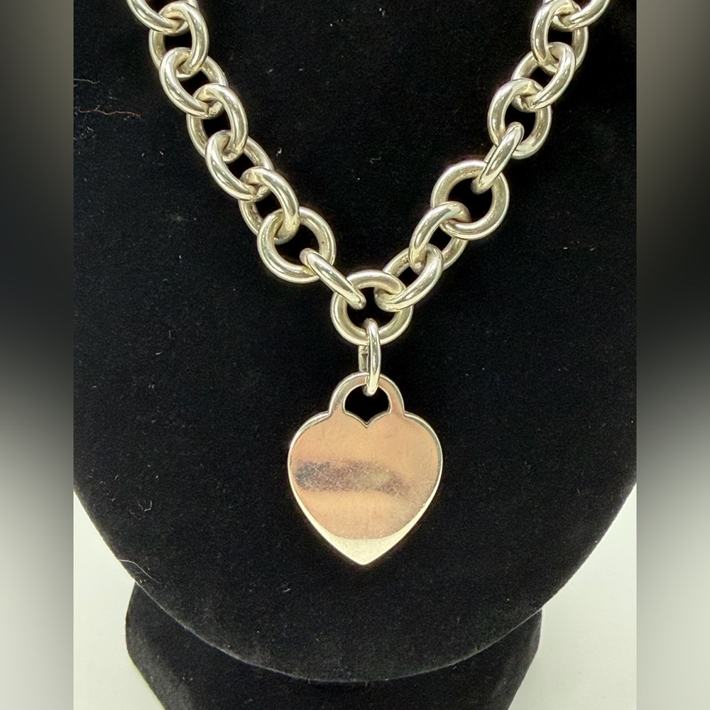 Tiffany & Co. Vintage Silver Heart Tag Necklace Full Inclusion - Picture 2 of 6